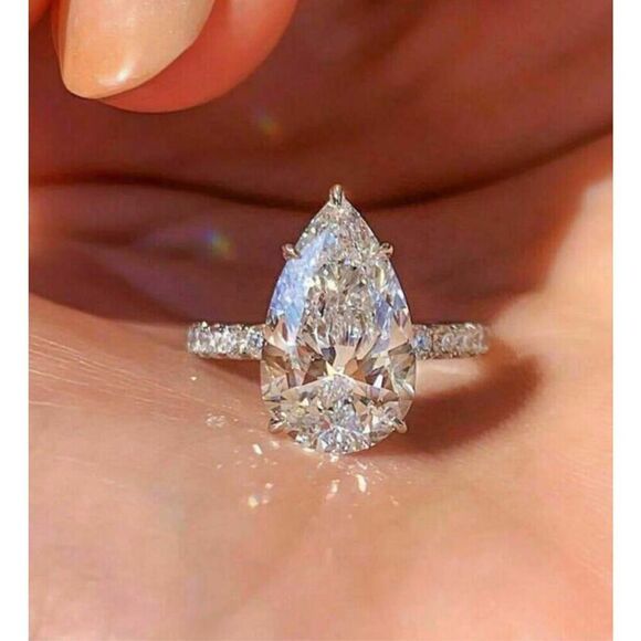 Rose Gold Pear Solitaire Ring - Picture 7 of 9